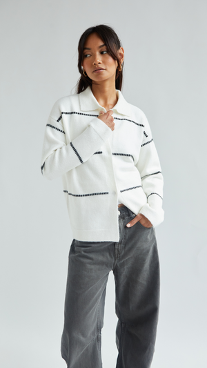 Clara Contrast Stitch Cardigan