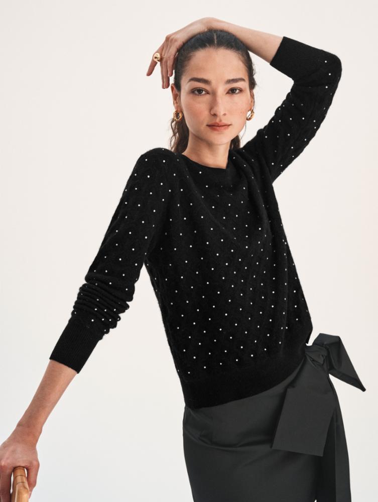 Cashmere Embellished Pointelle Sweater