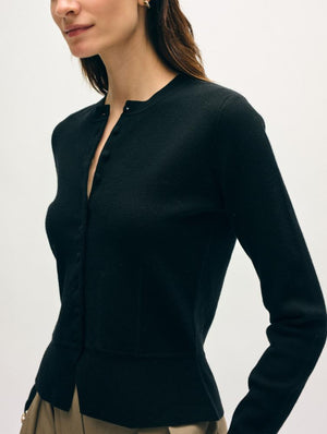 Superfine Merino Waisted Cardigan