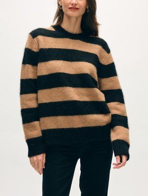 Brushed Cashmere Striped Crew