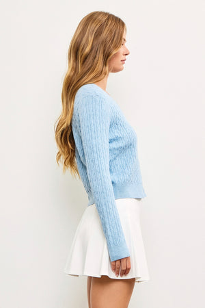 Cable Knit Crewneck Cardigan