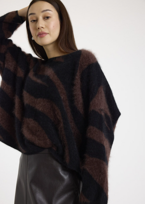Brodie Brushed Zebra Cashmere Crewneck