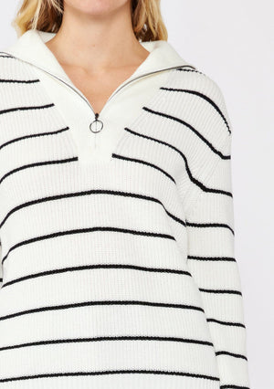 Striped Zipper Pullover Sweater