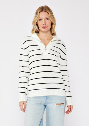 Striped Zipper Pullover Sweater