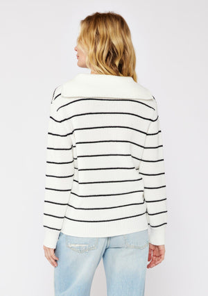 Striped Zipper Pullover Sweater