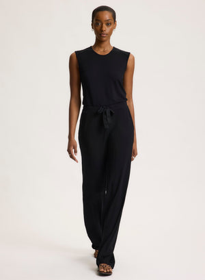 French Terry Sleeveless Drawstring Jumpsuit