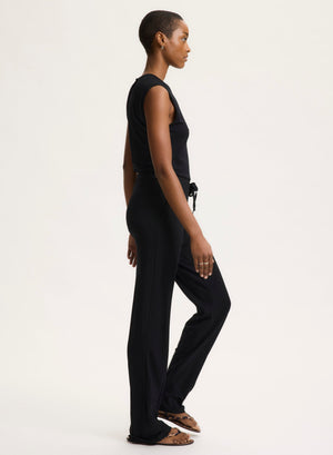 French Terry Sleeveless Drawstring Jumpsuit