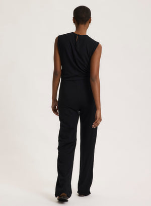 French Terry Sleeveless Drawstring Jumpsuit