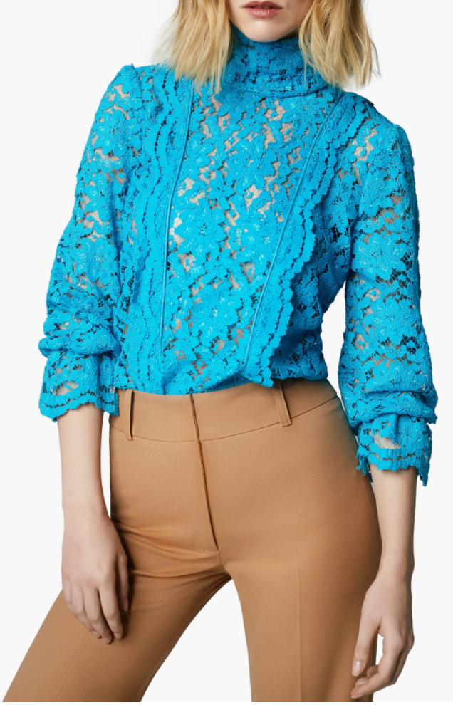 Scalloped Lace Turtleneck Top