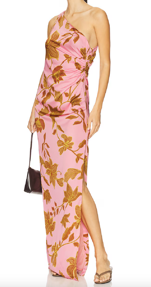 One Shoulder Ruched Maxi Dress