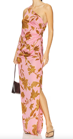One Shoulder Ruched Maxi Dress
