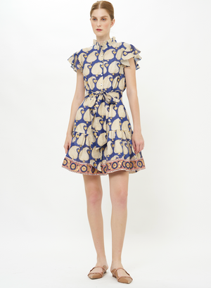 Ruffle Collar Button Mini Dress