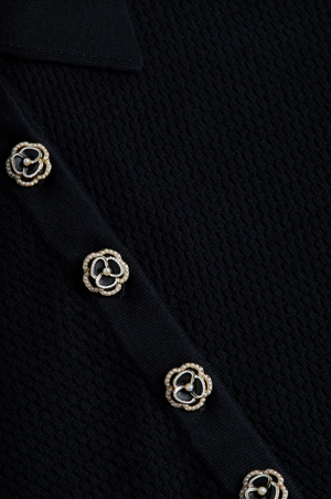Sterling Jewel Button Collar Sweater