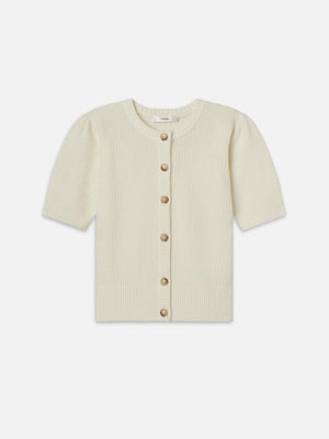 Shrunken Short Sleeve Cardi in Cream