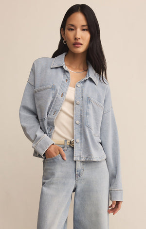 All Day Crop Knit Denim Jacket