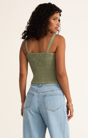 Amelie Smocked Linen Crop Tank