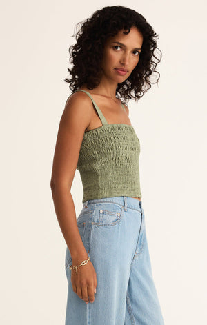 Amelie Smocked Linen Crop Tank