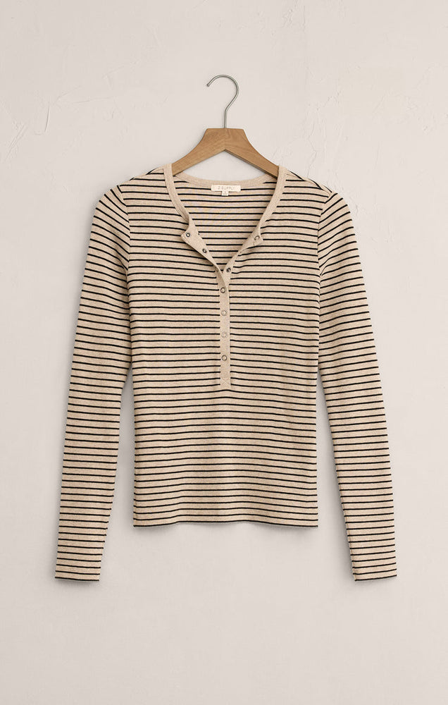 Eve Stripe Henley Long Sleeve
