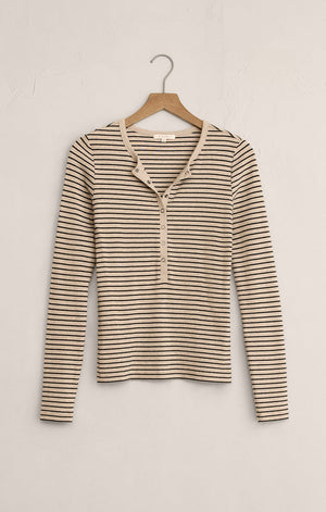 Eve Stripe Henley Long Sleeve