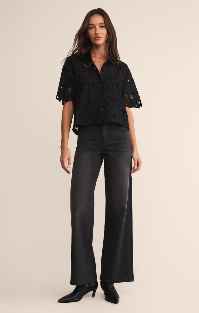 Midnight Embroidered Top