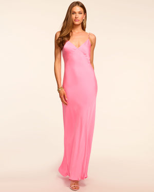 Elena Beaded Strap Slip Maxi Dress
