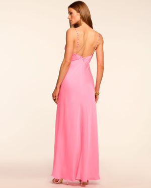 Elena Beaded Strap Slip Maxi Dress